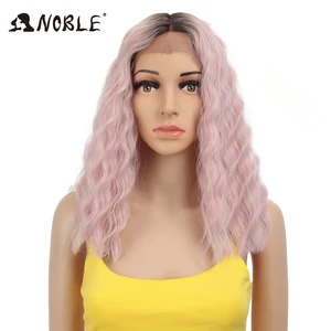 Благородный афроамериканский синтетический парик 14 дюймов, короткий светлый парик с эффектом омбре, черный, средней части, розовый, вьющийся парик, синтетические парики на сетке для женщин