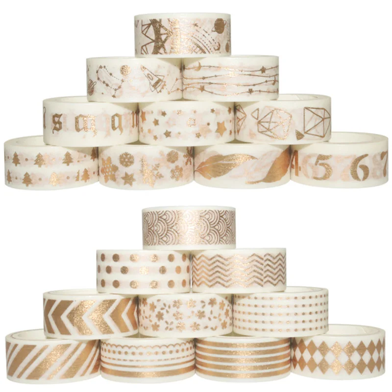 20 рулонов из белого золота набор декоративного скотча Васи милые Фольга