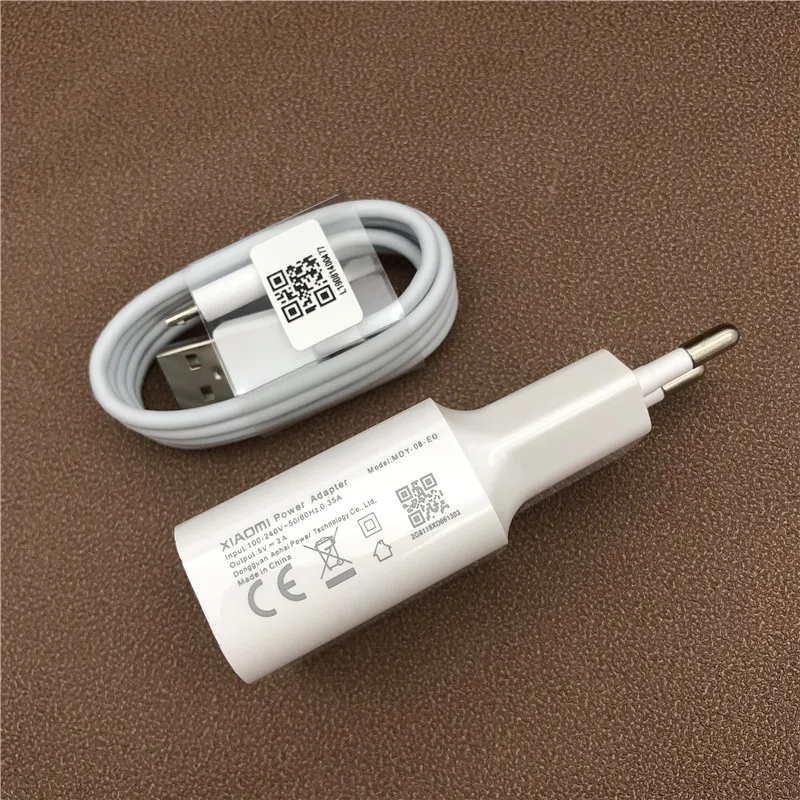 Xiaomi USB Зарядное устройство адаптер 5 V/2A(ЕС), микро USB кабель для Redmi 4 4X 4A Примечание 5 5A 6 6A 7 7A S2 с коробкой