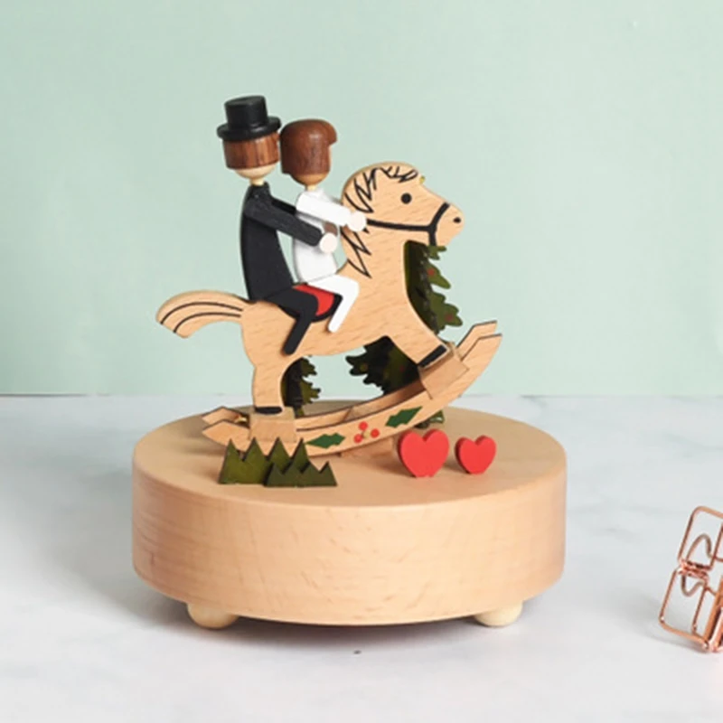 Танабата сказка Музыкальная шкатулка качалка в виде лошади деревянные поделки