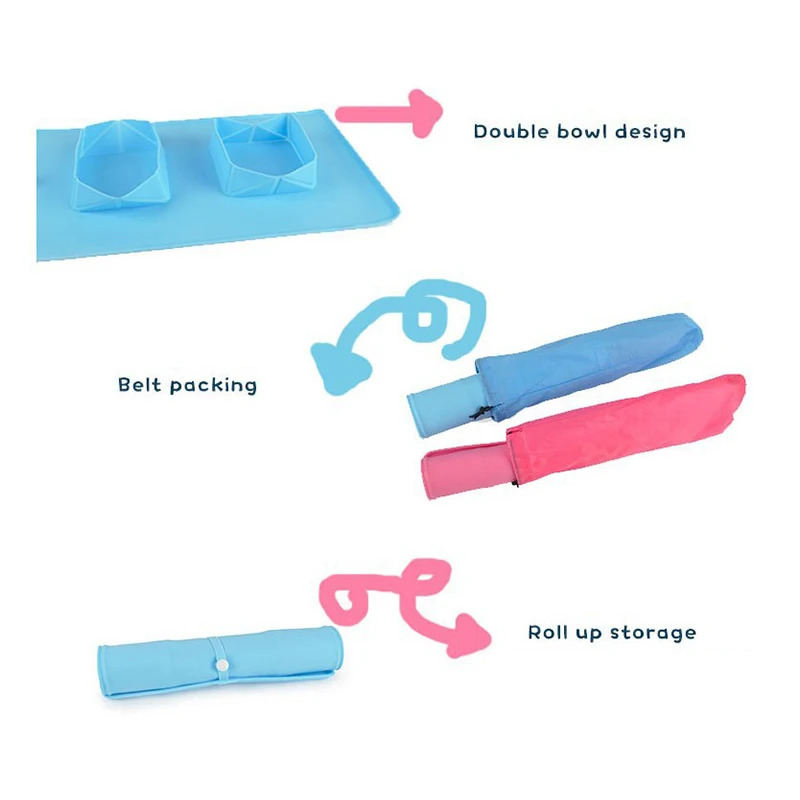 2 шт. Складная Силиконовая миска для собак портативная двойная путешествий