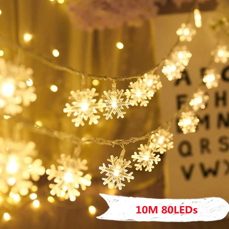 

Fairy Lights 10M Garland Light Christmas Ornaments Decoration for New Year 2022 LED Snowflakes String Lights Navidad Home Decor