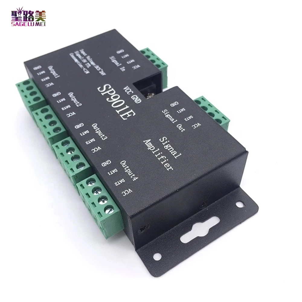 SP901E светодиодный контроллер SPI DC5V-24V светодиодный Усилитель сигнала 4CH группа усилитель для dmx512 светодиодный модуль WS2812 2811