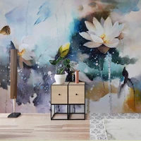luxury wallpaper 3d flower room lotus painting home decoration wall mural
