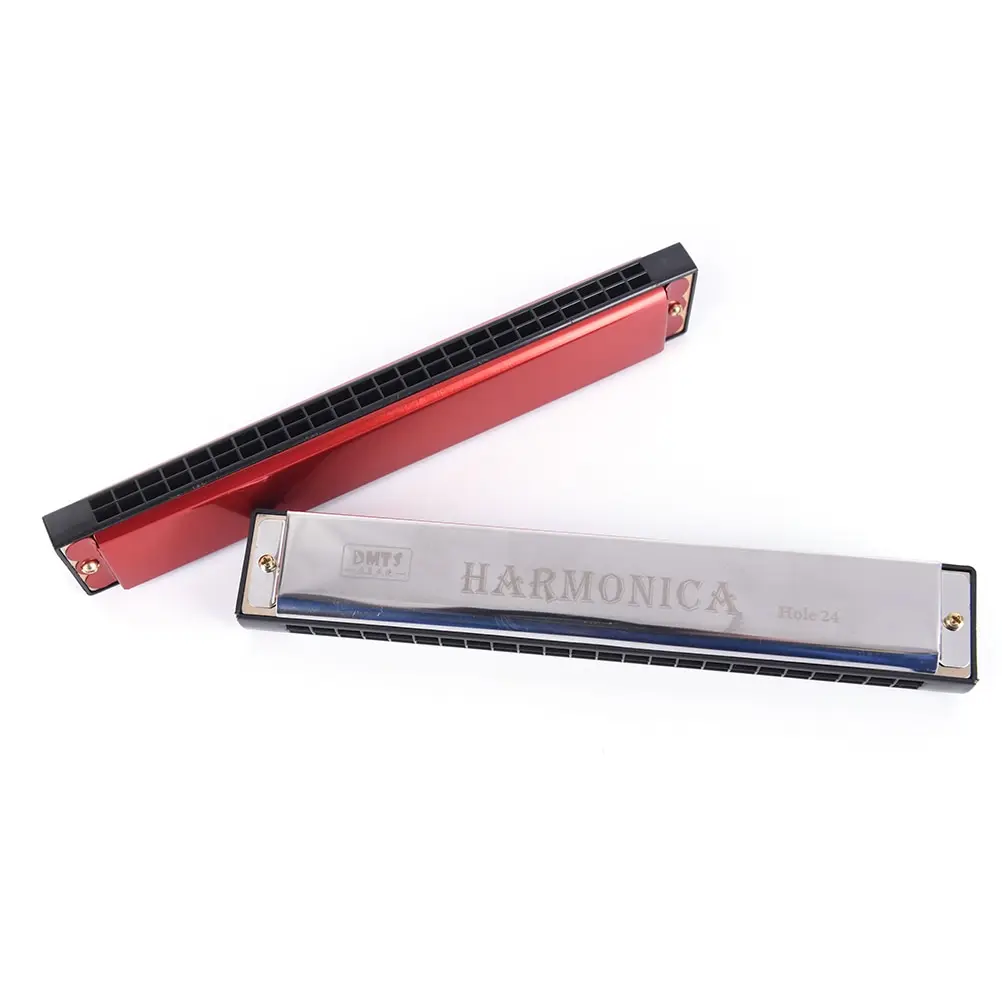 

New Selling 24 Hole Key Of C Play Harmonica Tremolo Harmonica Mouth Organ Double Row for Musical Beginner