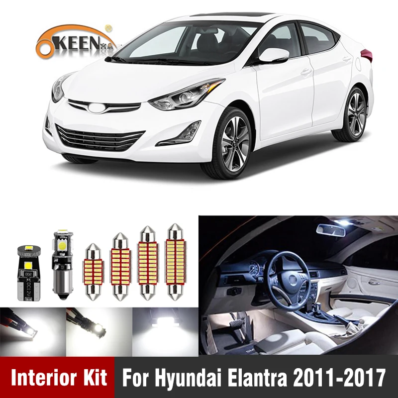 

9 шт. белсветодиодный лампы автомобильные лампы Интерьер посылка комплект для Hyundai Elantra 2011-2017 карта купольный багажник светильник номерного ...