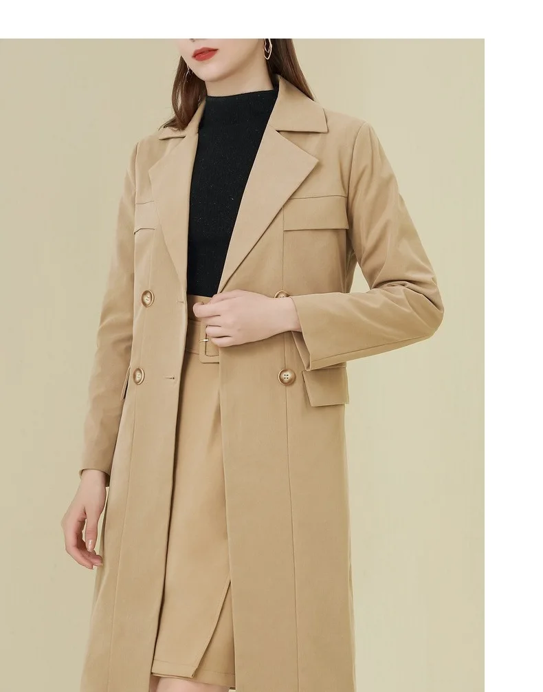 

2021 NEW Winter Fashion Designer Brand Classic European Trench Coat Khaki/Blue Double Breasted Women Coat High Quality