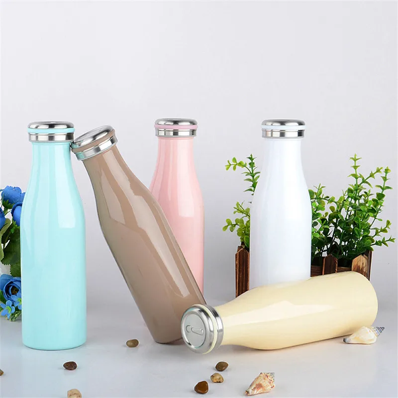 Bpa-free изолированные 500 мл молочные вакуумные фляги 304 нержавеющая сталь термос чашка термосы бутылка для воды спортивные путешествия кофейные кружки