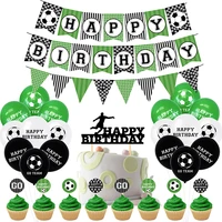 football theme birthday party supplies latex balloon happy birthday banner cake topper cool birthday party decor for soccer fans
