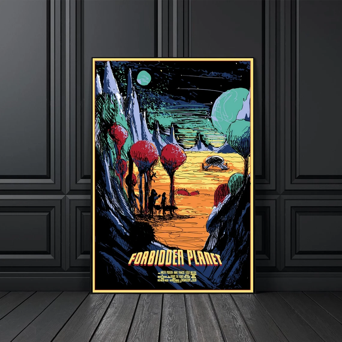

Постер на холсте с изображением запрещенной планеты в стиле ретро