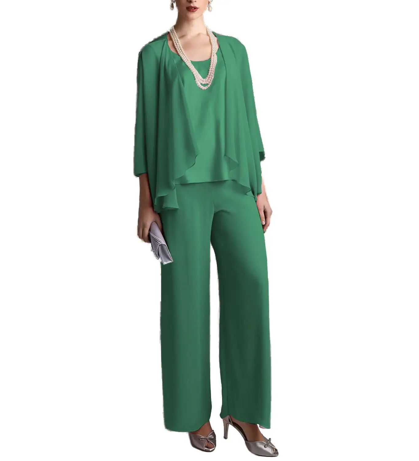 Торжественное элегантное шифоновое атласное платье для матери невесты брючный