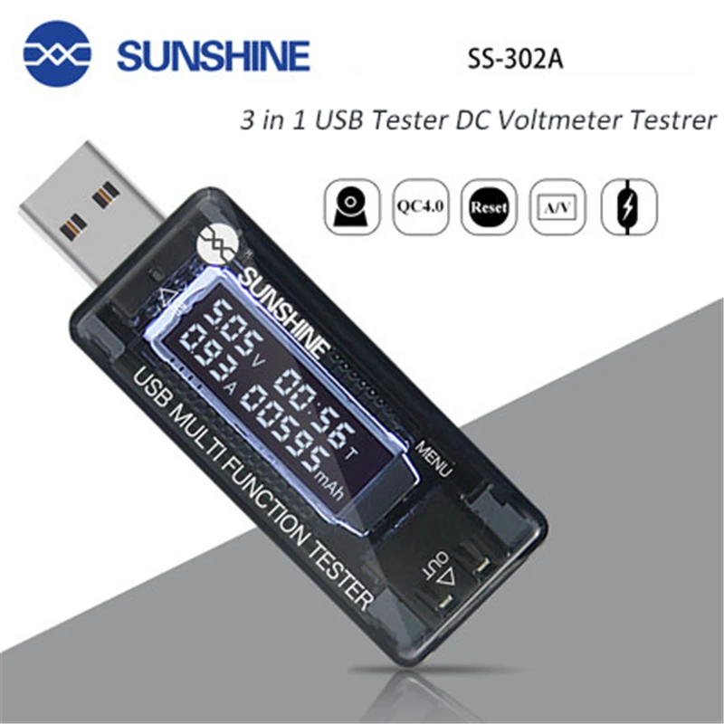 USB-тестер 3 в 1 Вольтметр постоянного тока измеритель напряжения дисплей емкости