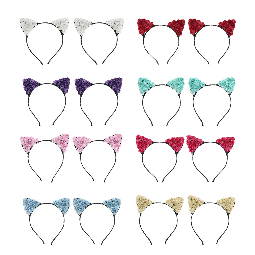

2 Pieces Lovely Paper Flower Cat Ears Party Women Headband Fancy Dress Alice Band
