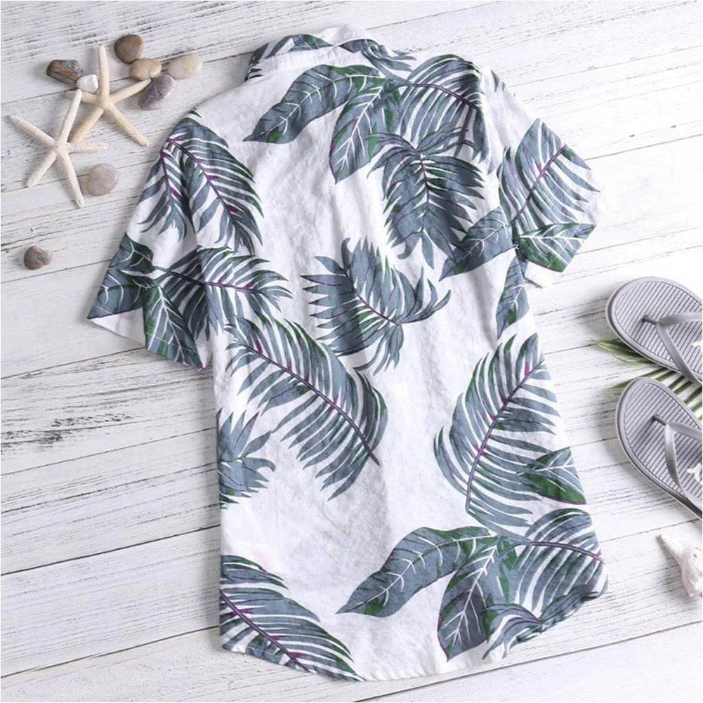 

Men's Summer Hawaiian Casual Shirt Men Floral Beach Short Sleeve Shirts Tops Tee Button Down Top Slim Fit Stylish Shirts