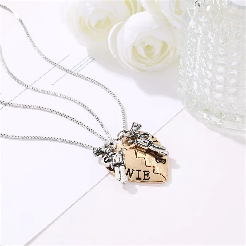 ZS 2 шт./компл. в форме сердца съемное ожерелье для пар женская и Мужская винтажная