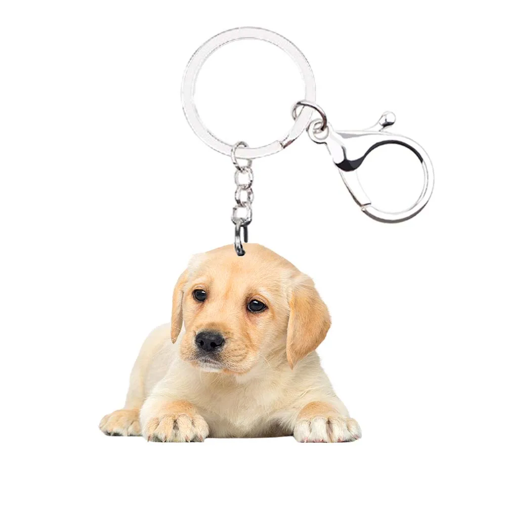 Labrador retriever Keychain Animal Dog NOT 3D llaveros kawaii for women lady girl xmas gift car key accessories girls cute charm