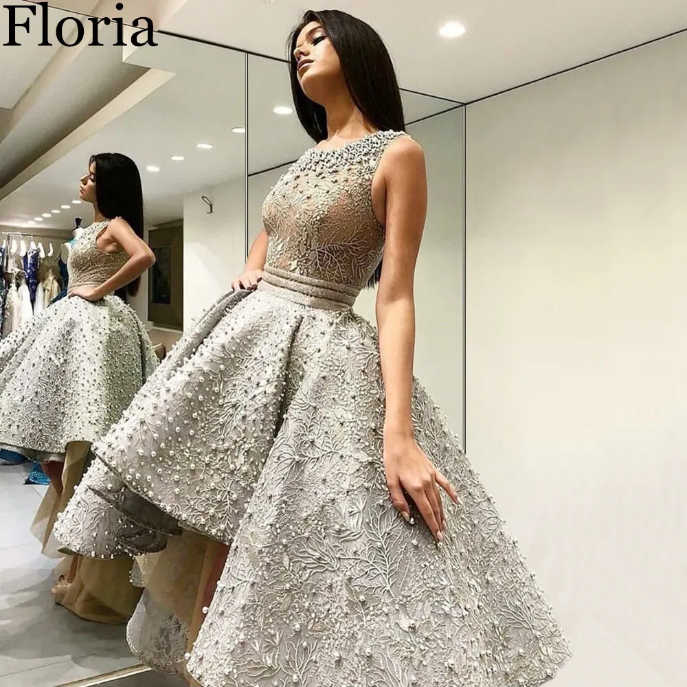 Роскошное коктейльное платье ручной работы с жемчугом вечернее Hi Lo для