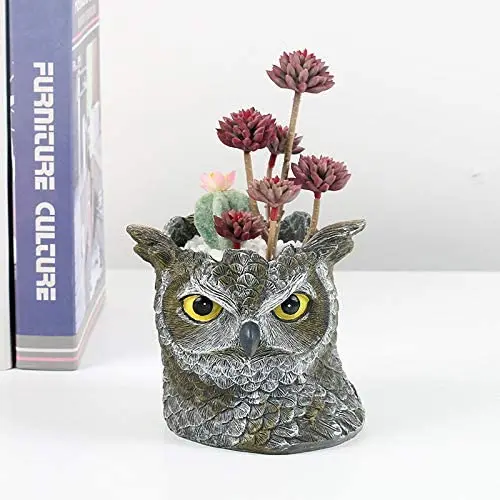 Planters for succulents Resin Owl Planter Pen Holder with Drainage Hole Large Opening 5.5 inches Plant Pots Youfui Indoor | Дом и сад