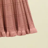 pink Осенние вязанные длинные юбки трапециевидной формы с эластичным поясом, плиссированные юбки до середины икры, Длинные вязаные зимние юбки - Цвет: pink