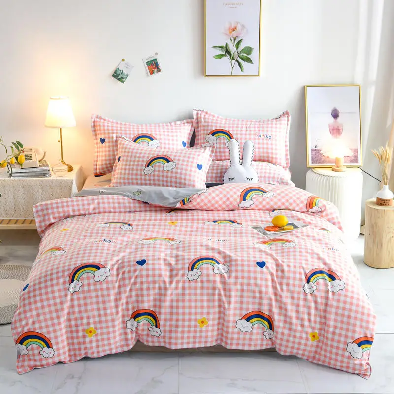 Комплект постельного белья с мультяшным рисунком пододеяльник животными для