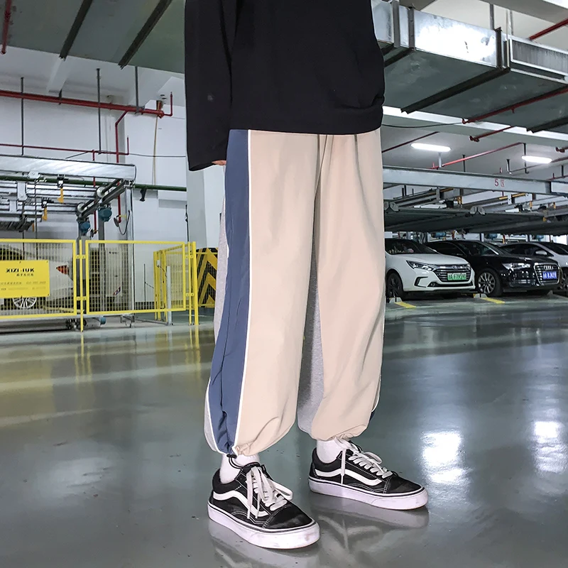 

Reflective harem joggers men 2021 spring striped sports pants for men casual man sweatpants