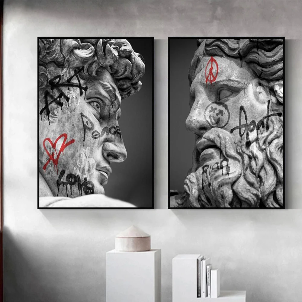 

Modern World Famous Statue Posters And Prints Graffiti Art Canvas Paintings Wall Art Pictures For Living Room Home Decor Artwork