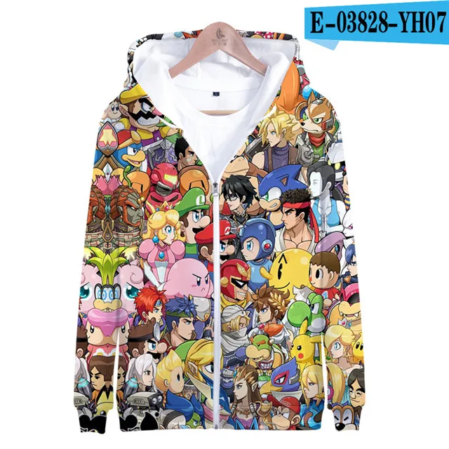 3dLL-321 Супер Марио Bros. 3D Толстовка с капюшоном, флисовая толстовка Super Smash Bros, толстовки Harajuku, мужской спортивный костюм, хип-хоп куртка на молнии, пальто, одежда - Цвет: 3dLL-321