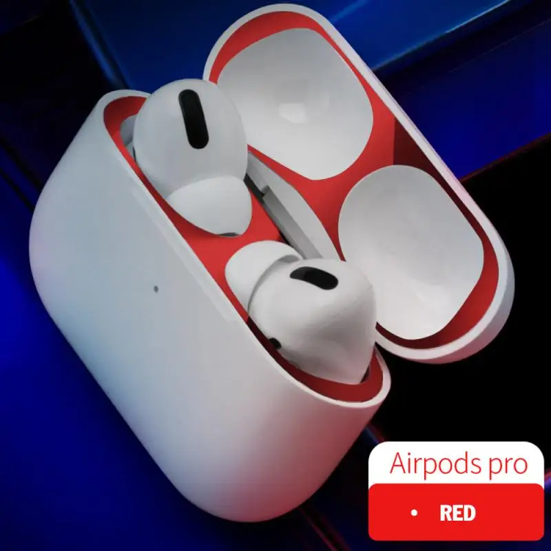 Чехол для Airpods PRO металлическое покрытие Пылезащитная Внутренняя крышка патч металлический пылезащитный стикер аксессуары - Цвет: Red