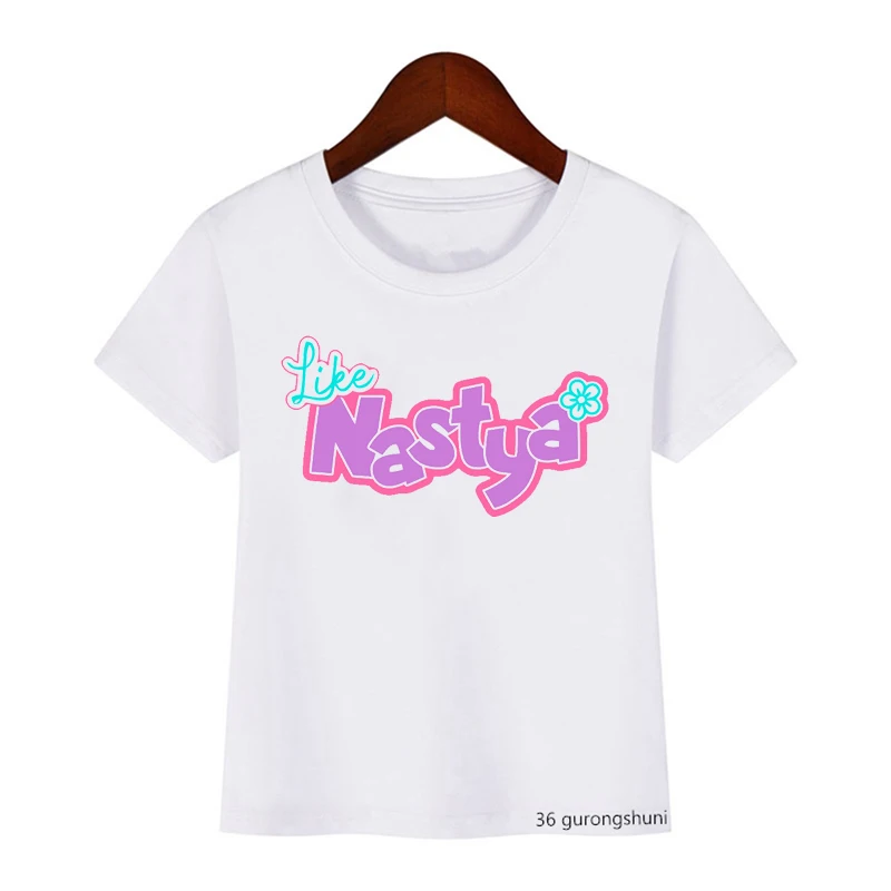 T-Shirt For Girls Lovely Like Nastya Cartoon Print Kawaii Baby Girls Tshirst Fashion Aesthetic Girls White Short-Sleeved Tops