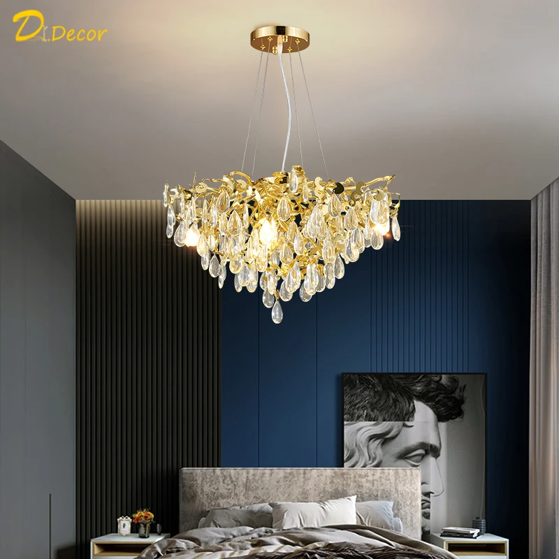 

Nordic Luxury Crystal Led Chandeliers for Living Room Hanging Lamps Restaurant Household Chandelier Decorative Indoor Lighting