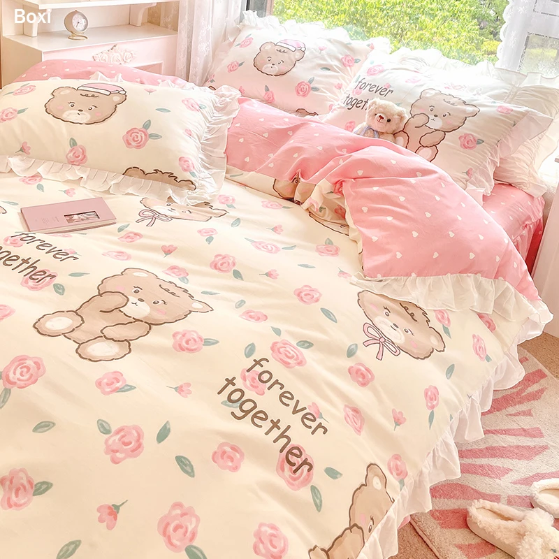 Комплект постельного белья в Корейском стиле для девочек милая хлопковая