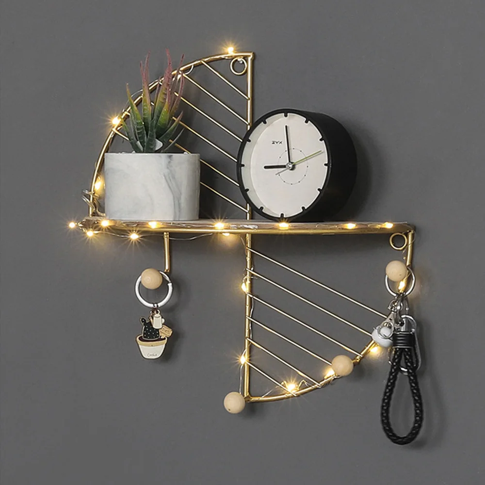

Nordic wall-mounted storage rack wrought iron creative display rack living room decoration rack office home accessories