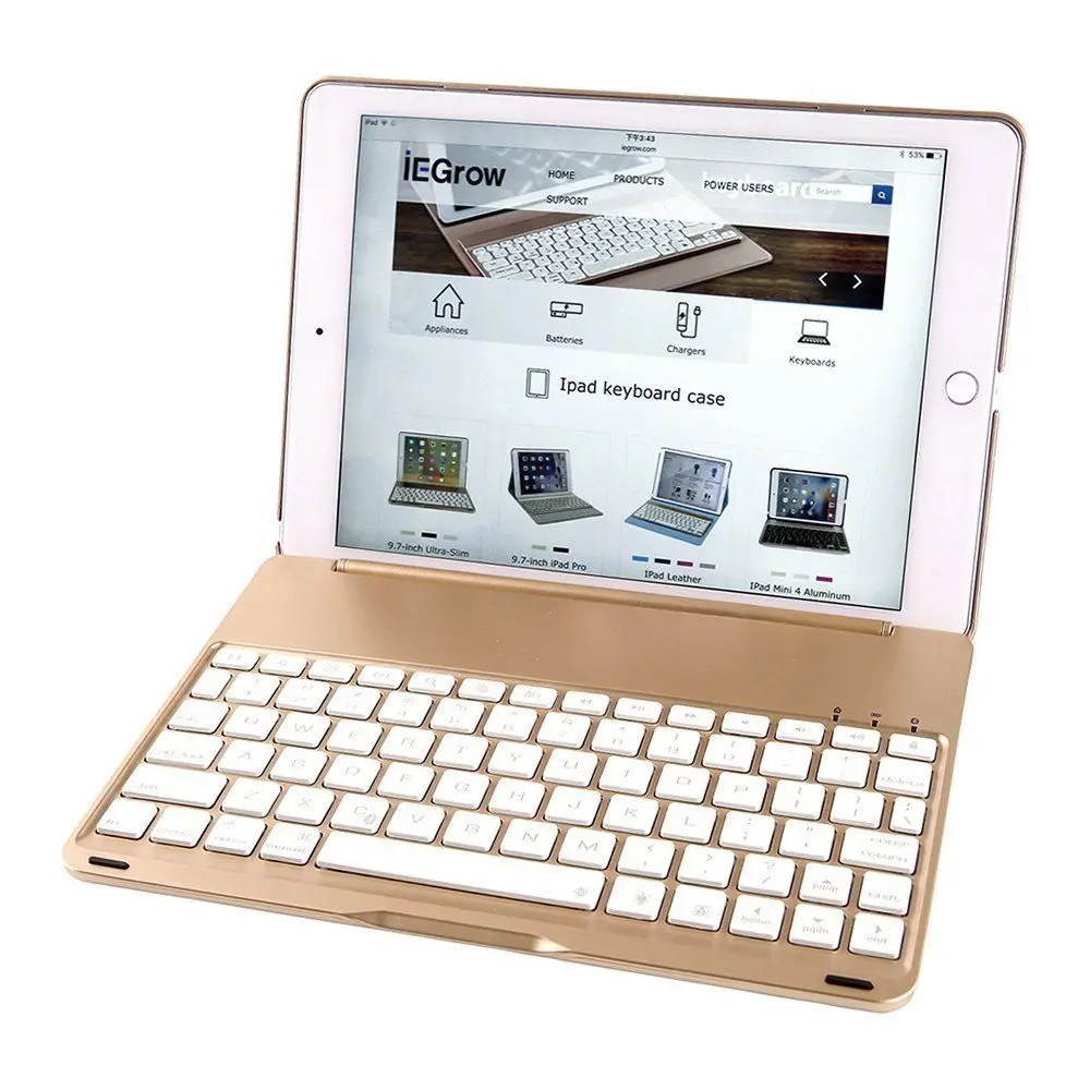 Беспроводной Bluetooth клавиатура чехол для iPad Pro 9 7 &quot7 цветов светодиодный с