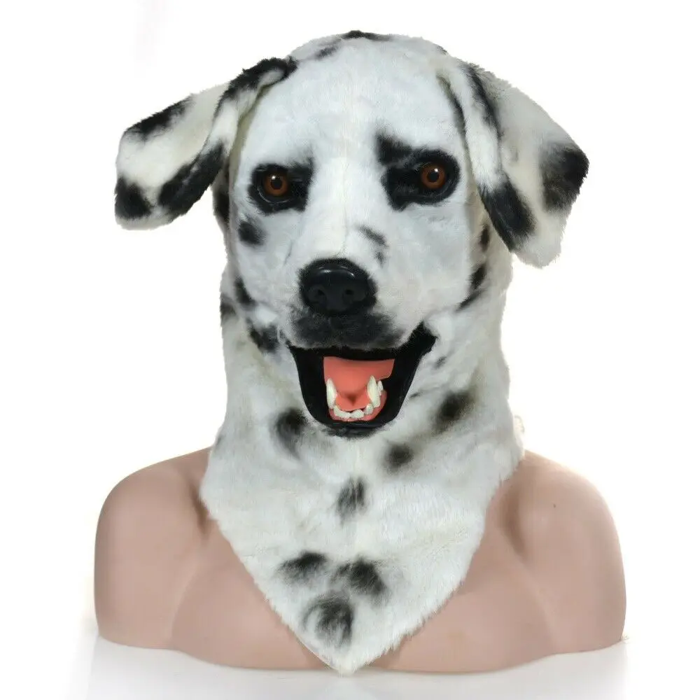 Далматинцы собака талисман костюм может двигаться рот головы Хэллоуин наряд для