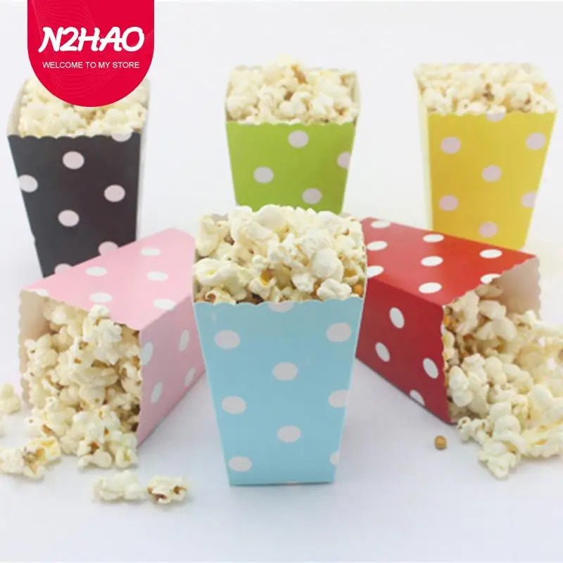 

24pcs Popcorn Box Food Stand Container Box Paper Bag Striped Box Movie Dessert Table Wedding Party Supplies