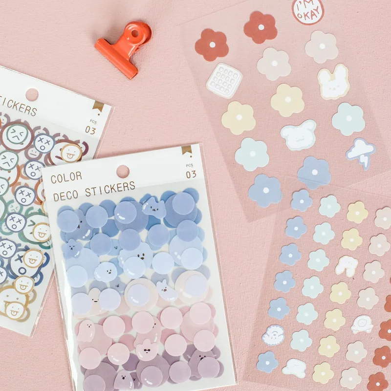 

Yisuremia 3 Sheets PET Dot Stickers Scrapbooking Crafts Journal Planner Label Kawaii Heart Decorative Sticker School Stationery