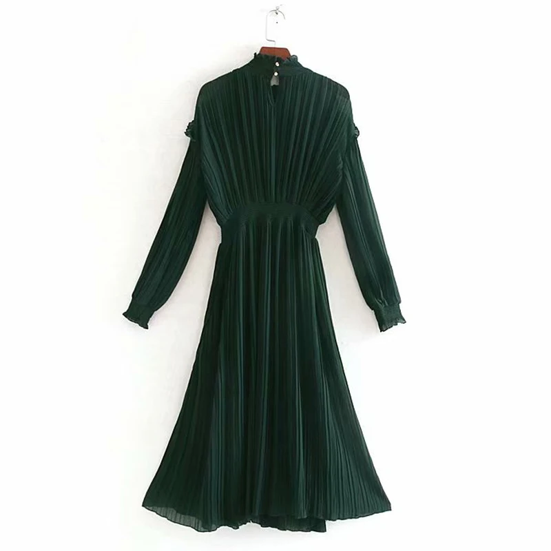 AGong женские платья с воротником-стойкой модное однотонное тонкое Каскадное