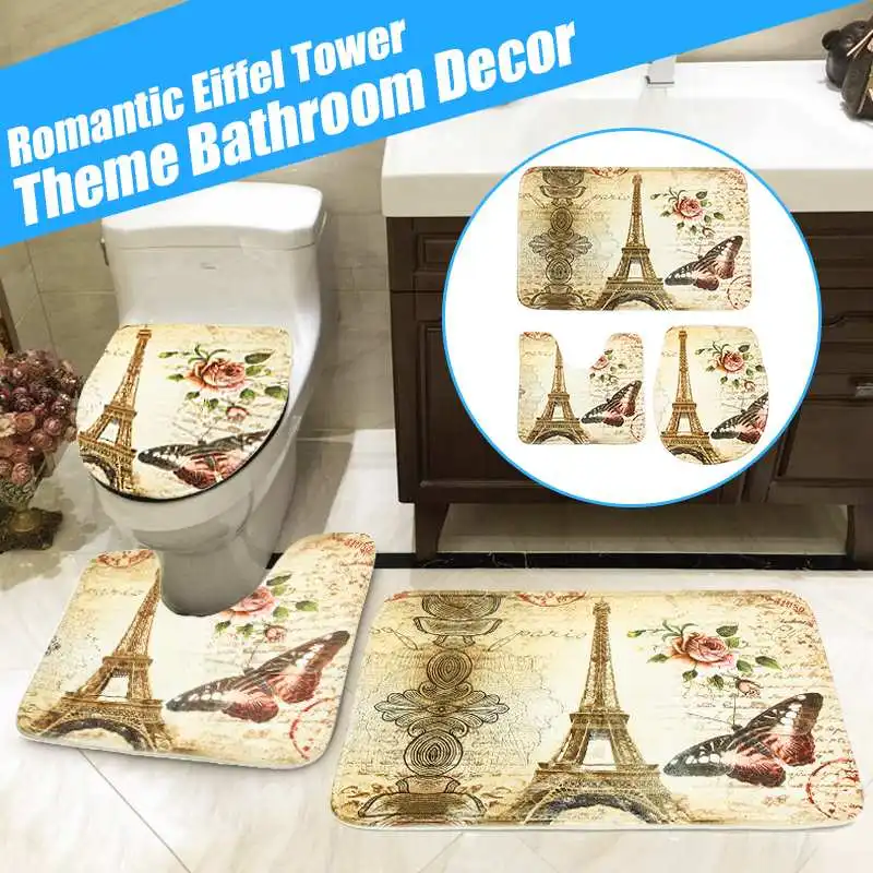 Эйфелева башня Париж пейзаж печать Ванная комната душ занавес набор