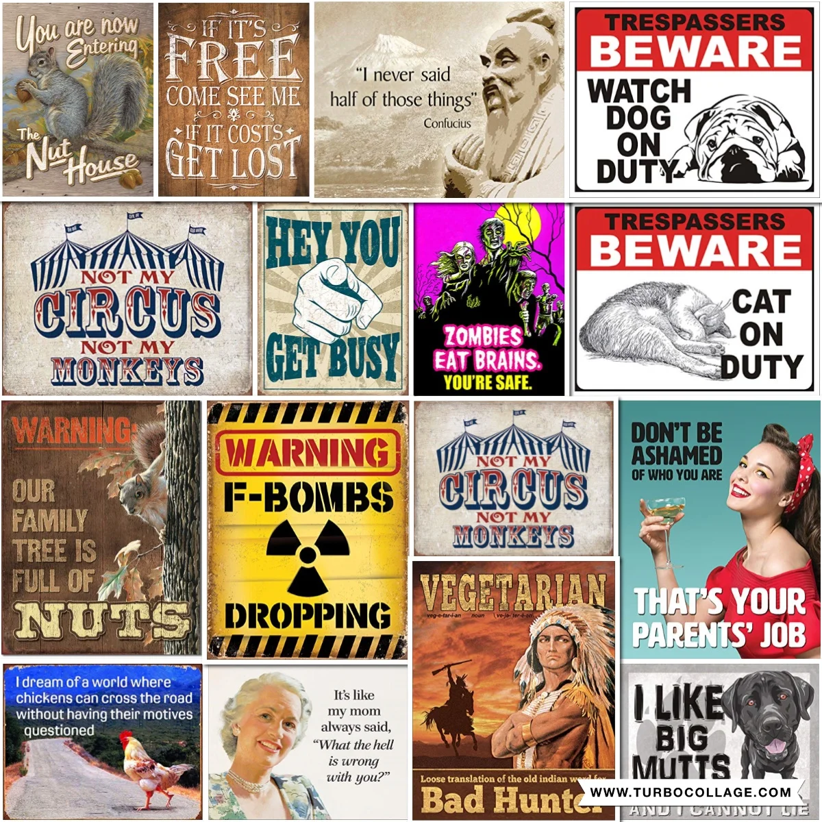 Отчаянные предприятия не мой цирк мои обезьяны жестяной знак ретро