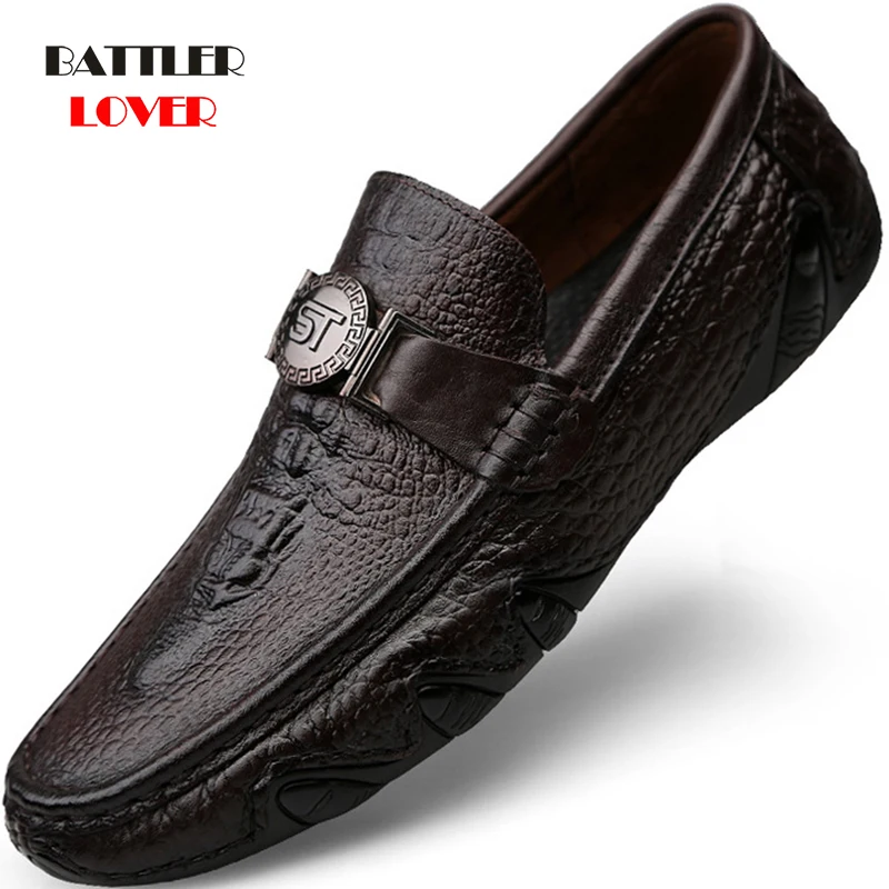 

Crocodile Skin Shoes Loafer Men Genuine Leather Slip-on Moccasins Handmade Male Casual Drive Walk Luxury Leisure Footwear