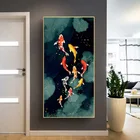 Красочные фэн-шуй, карп, пруд, кои, рыба, изображение, холст, живопись, роспись, wu kuang, гостиная, Современное украшение для дома