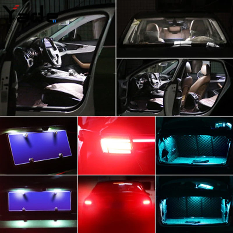 

2PCS High Bright Car Light Signal Lamps Auto Wedge Parking Reading Dome Bulb Acrylic Shell W5W LED T10 6000K White Yellow 12V