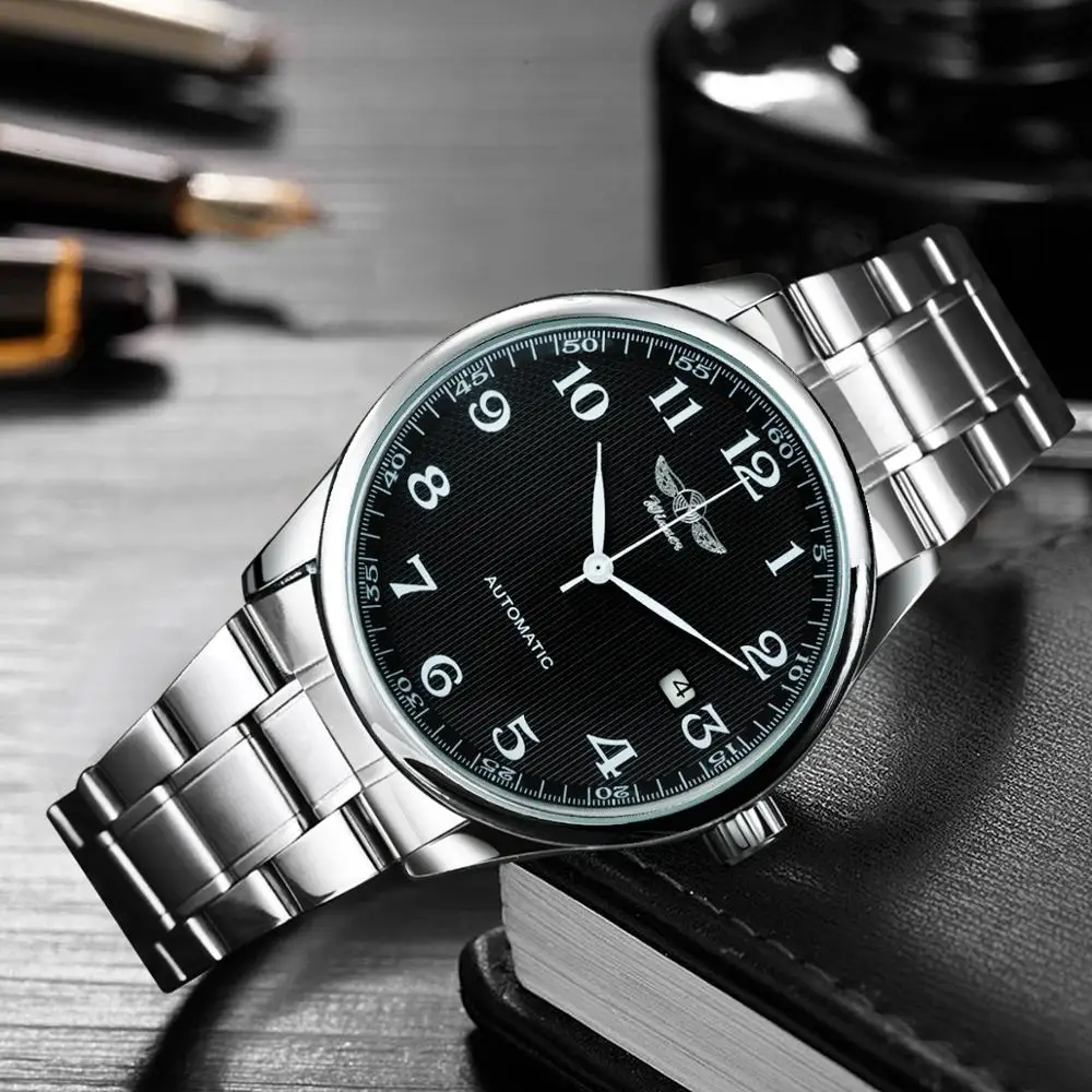 WINNER модные повседневные мужские механические часы из нержавеющей стали с