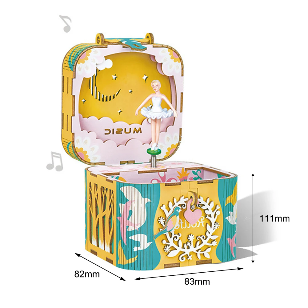 DIY деревянная музыкальная шкатулка веселый круглый карусель домашний Декор