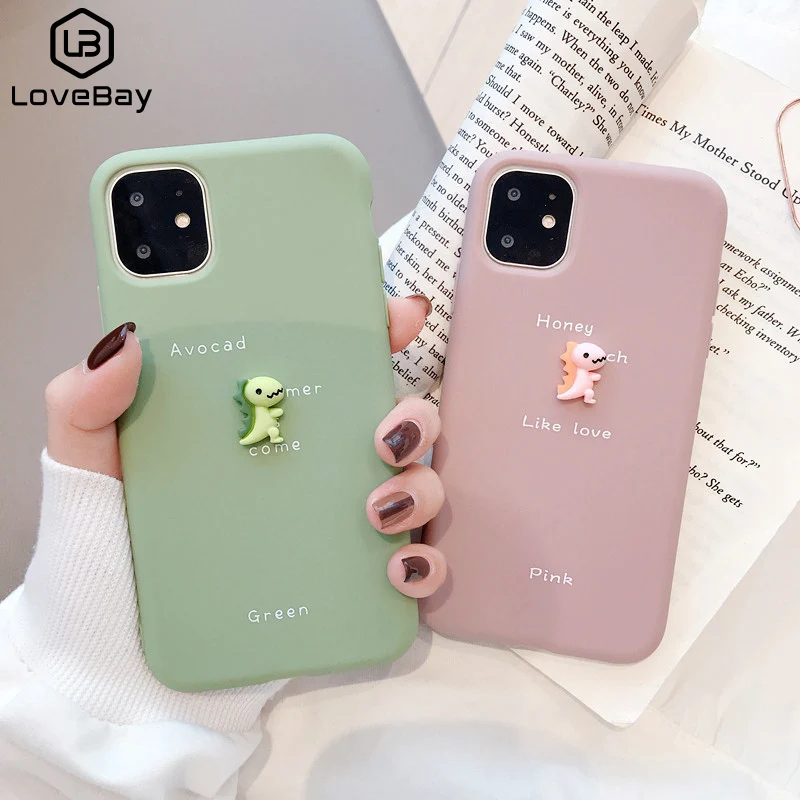 Lovebay матовый чехол для телефона iPhone 11 Pro XS Max X XR 3D с динозавром 6 6s 7 8 Plus мультяшная