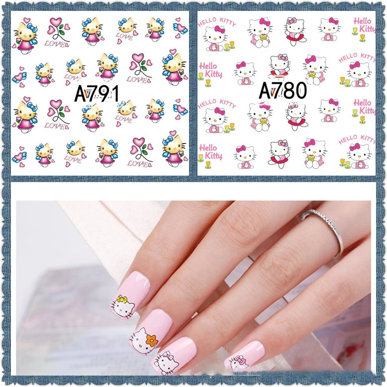 5 листов 24 типа наклейки для ногтей с рисунком котенка кота Водные Наклейки