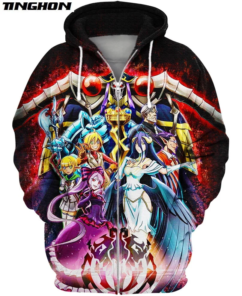 XS 7XL Модные мужские толстовки overlord аниме всех персонажей 3D печатных толстовка с