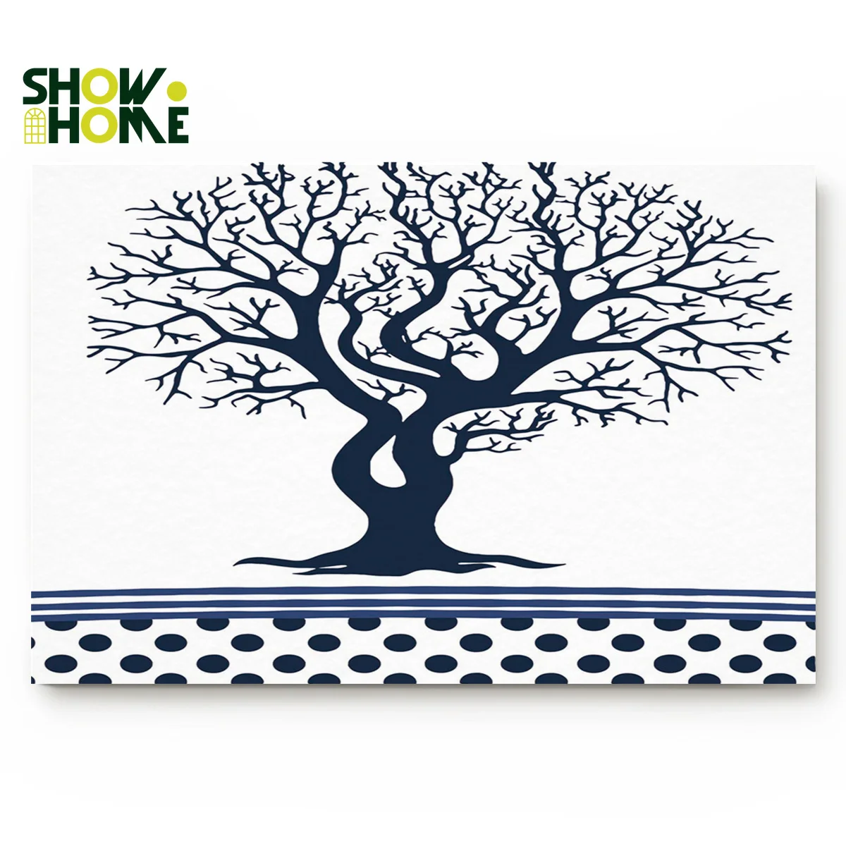 SHOWHOME коврик синий жизнь дерево волна точка аксессуары для ванной комнаты Набор