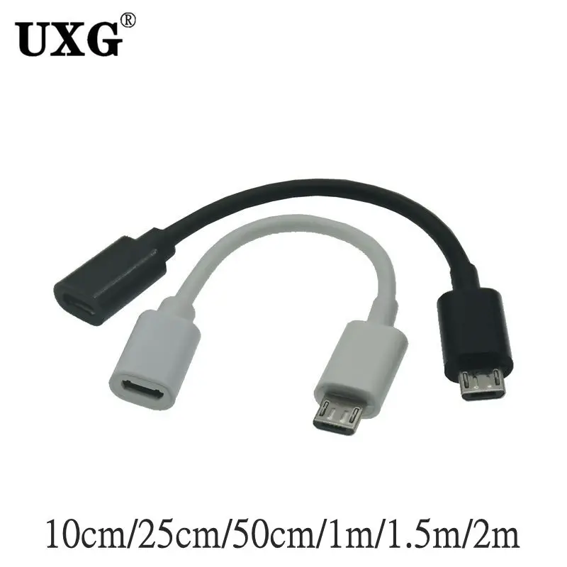 

White Micro USB 2.0 B 5pin Male to Female M/F Extension OTG Charging Data Charger Lead Extender Cable 0.1m 2m 1m 0.5m 0.25m