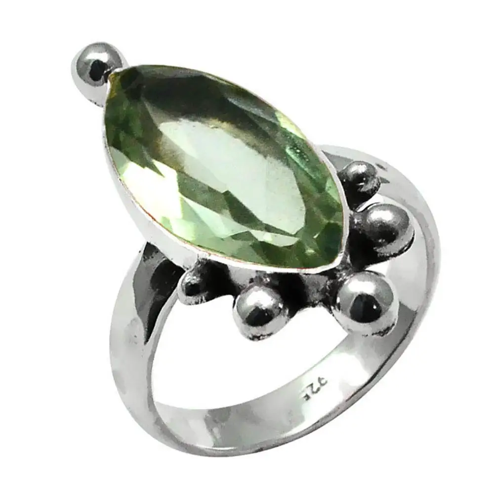 

Genuine Green Amethyst Ring 925 Sterling Silver,USA Size 7.75, 2SR0004